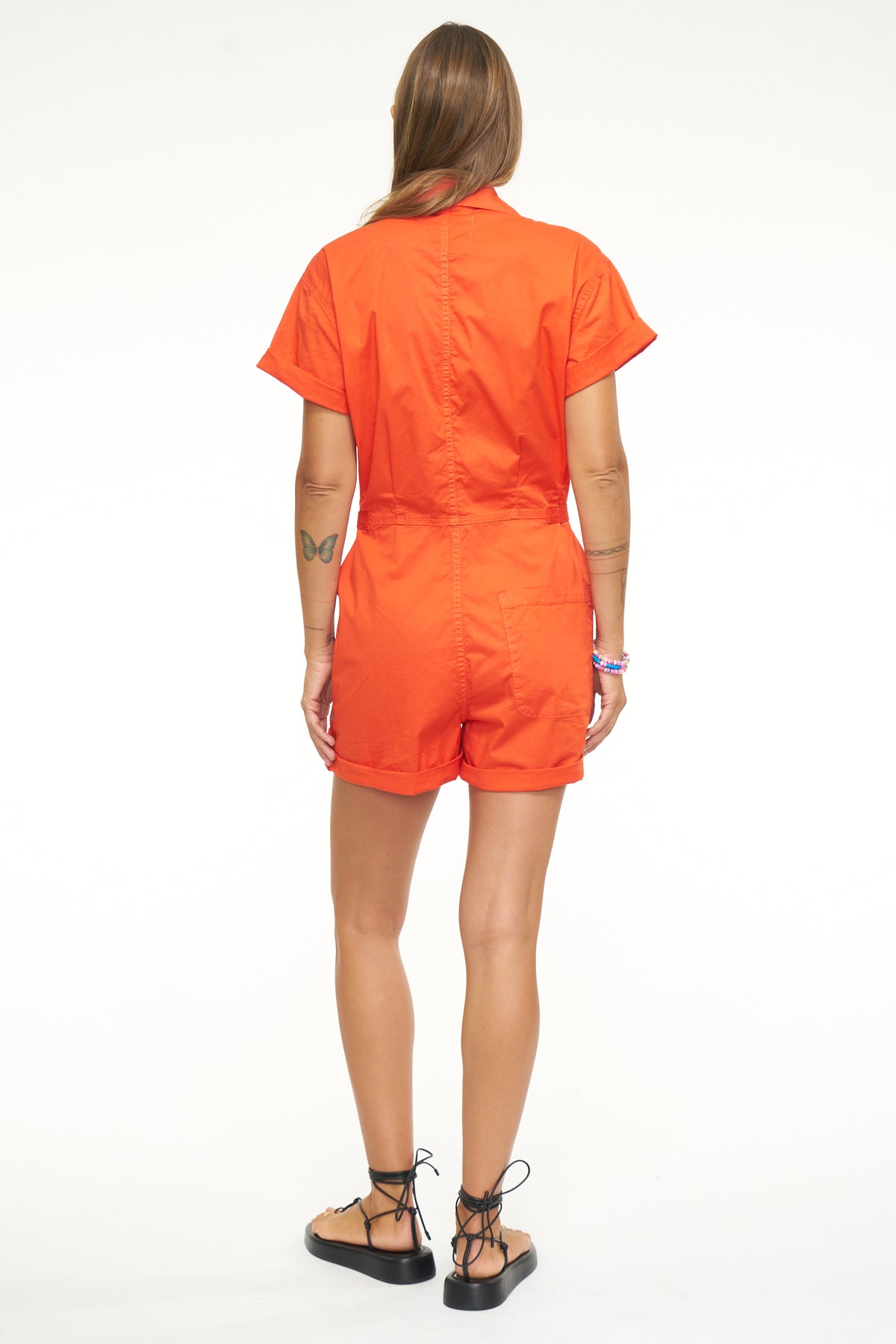 Parker Short Sleeve Romper - Blood Orange
            
              Sale